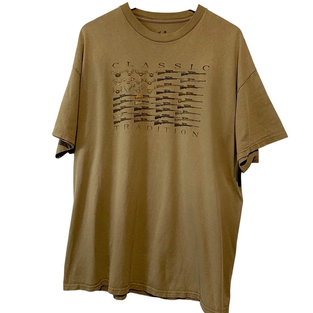 American Tradition Mens T Shirt XXL Deer Hunting Rifle Shooting 100%‎ Cotton *